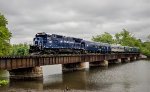 Pan Am Railways' final Office Car Special crosses the Hoosick River at Schaghticoke